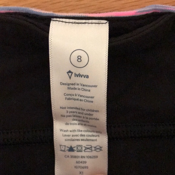 Ivivva black rhythmic short with pink waistband - Picture 2 of 3